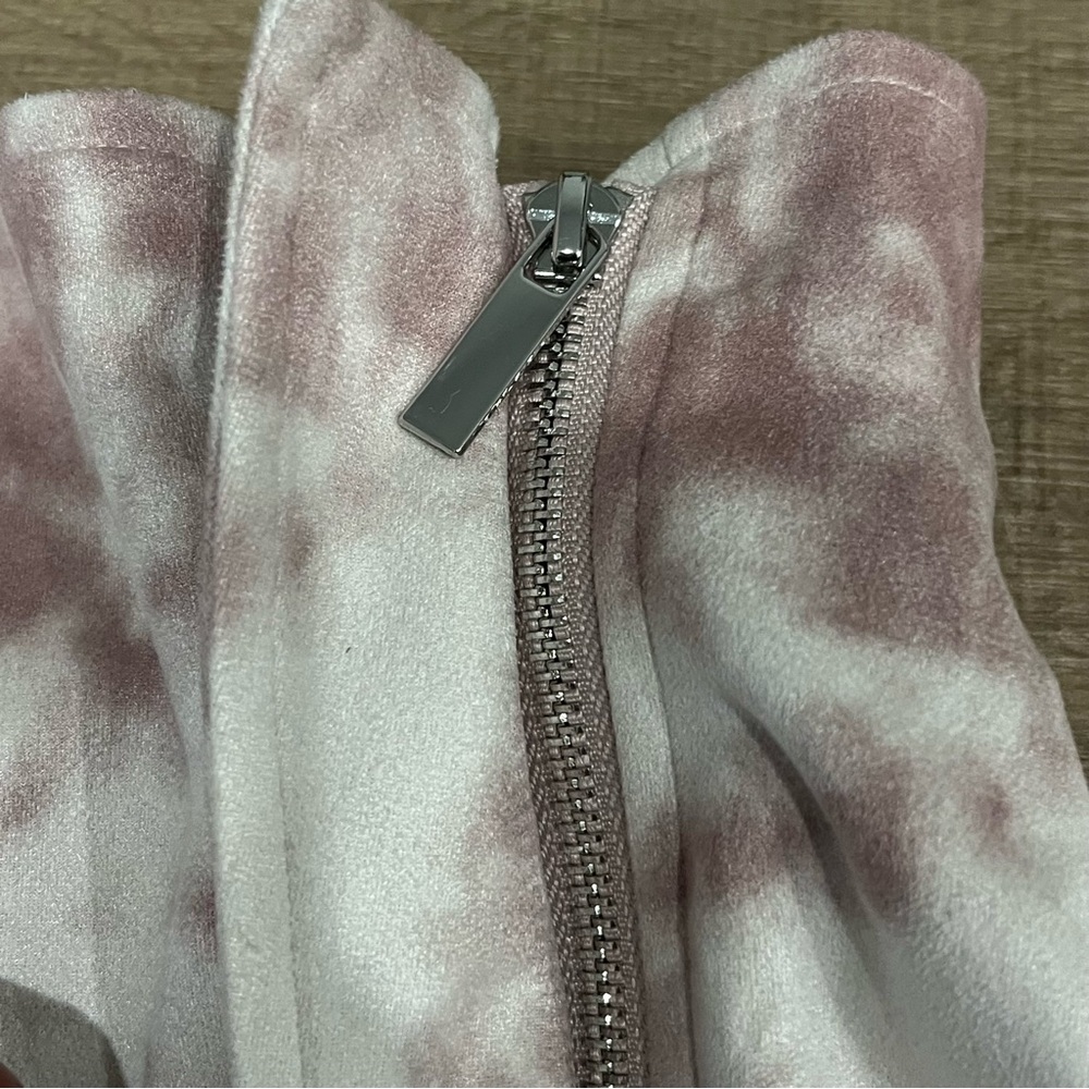 Bagatelle Pink Rose TieDye Asymmetrical Zip Faux Suede Moto Short Jacket XS Crop - Picture 11 of 16